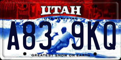 UT license plate A839KQ