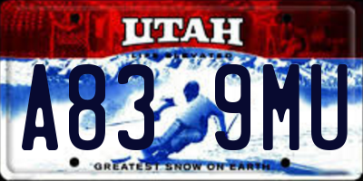 UT license plate A839MU