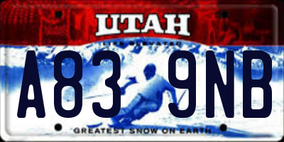 UT license plate A839NB