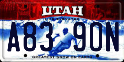 UT license plate A839ON