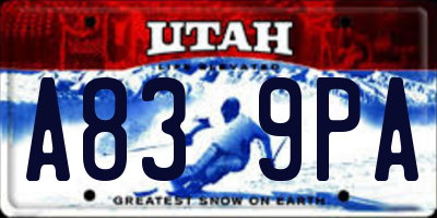 UT license plate A839PA