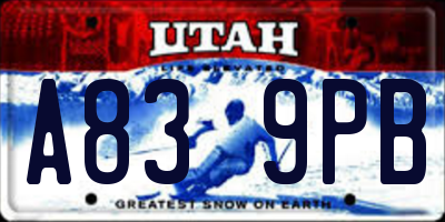 UT license plate A839PB
