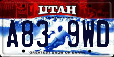 UT license plate A839WD