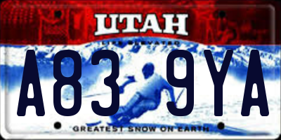 UT license plate A839YA