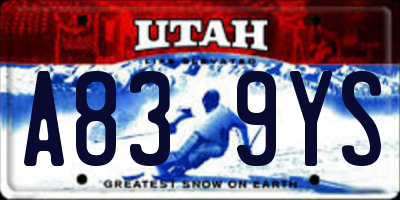 UT license plate A839YS