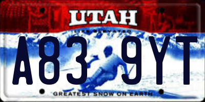 UT license plate A839YT