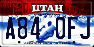 UT license plate A840FJ