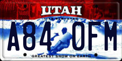 UT license plate A840FM