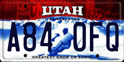 UT license plate A840FQ