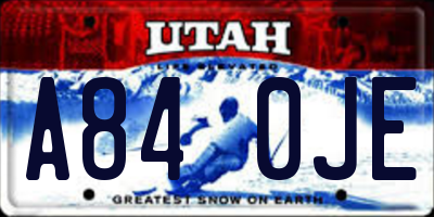 UT license plate A840JE