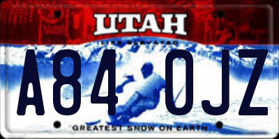 UT license plate A840JZ