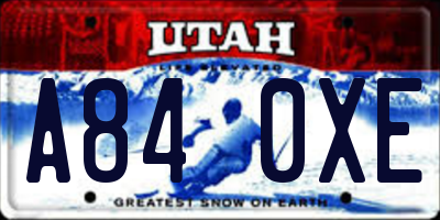 UT license plate A840XE