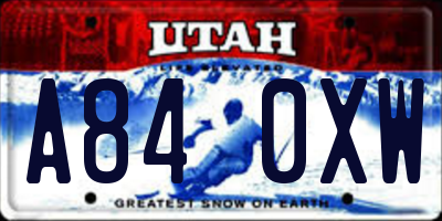 UT license plate A840XW