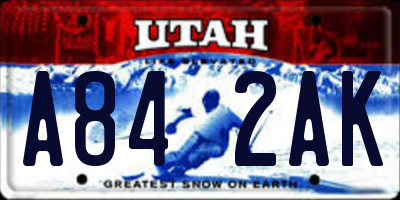 UT license plate A842AK