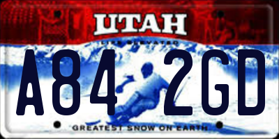 UT license plate A842GD