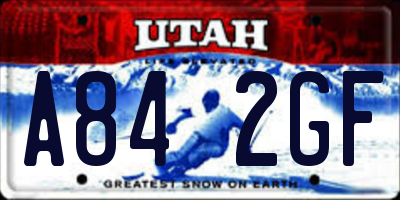 UT license plate A842GF