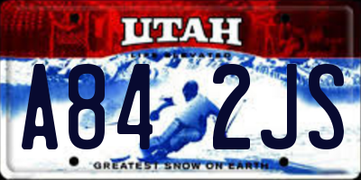 UT license plate A842JS