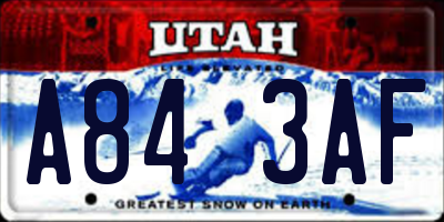 UT license plate A843AF