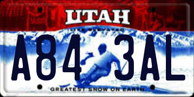 UT license plate A843AL