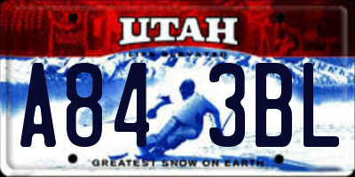 UT license plate A843BL