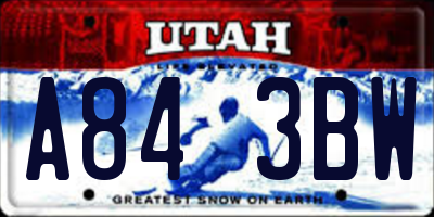 UT license plate A843BW