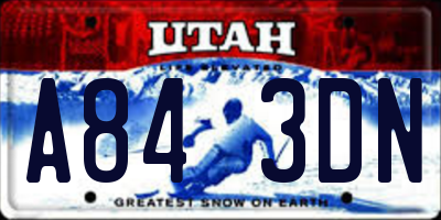 UT license plate A843DN
