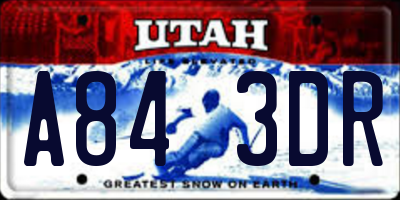 UT license plate A843DR