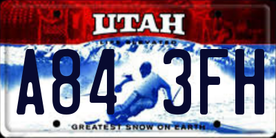 UT license plate A843FH