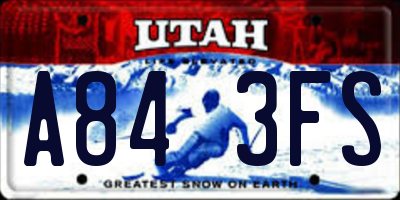 UT license plate A843FS
