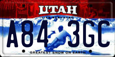 UT license plate A843GC