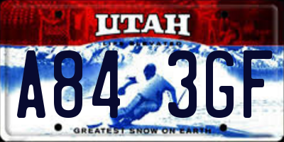 UT license plate A843GF