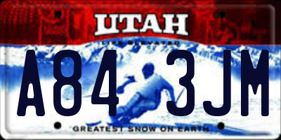 UT license plate A843JM