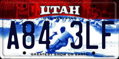 UT license plate A843LF