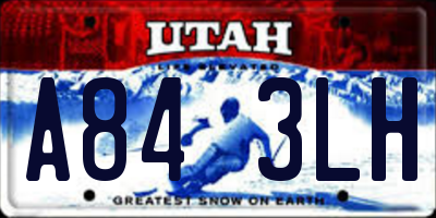UT license plate A843LH