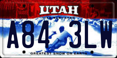 UT license plate A843LW