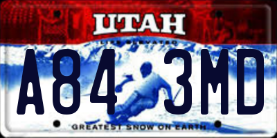 UT license plate A843MD