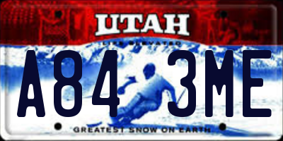 UT license plate A843ME