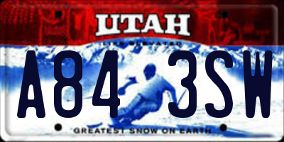 UT license plate A843SW