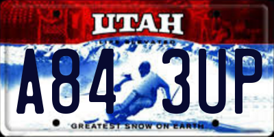 UT license plate A843UP