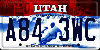 UT license plate A843WC