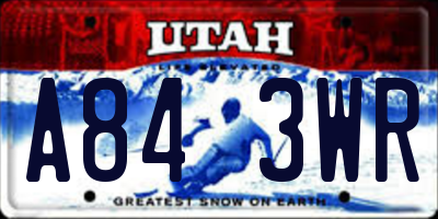 UT license plate A843WR