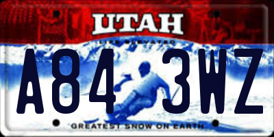 UT license plate A843WZ