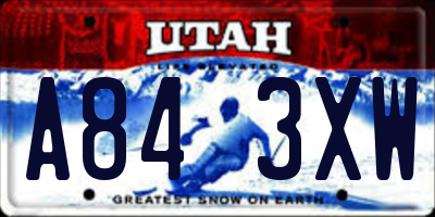 UT license plate A843XW