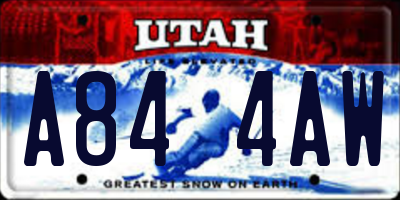 UT license plate A844AW