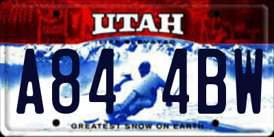 UT license plate A844BW