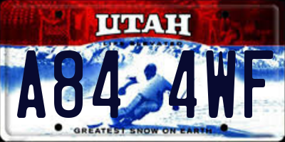 UT license plate A844WF