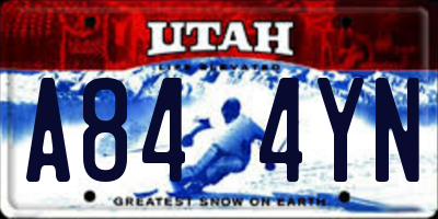 UT license plate A844YN