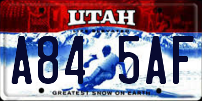 UT license plate A845AF