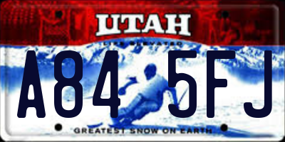 UT license plate A845FJ
