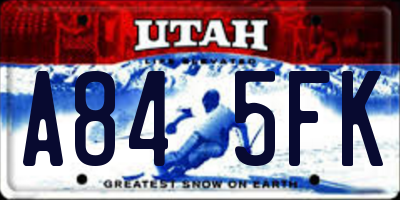 UT license plate A845FK